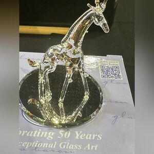 Glass Baron Giraffe Figurine Handcrafted Collectible - 2”